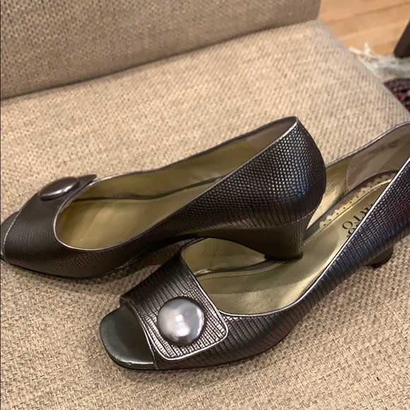 Franco Sarto Shoes - Franco Sarto open toe pumps gunmetal size 9M